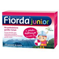 Fiorda Junior, pastylki o smaku malinowym, bez cukru x 15 past.