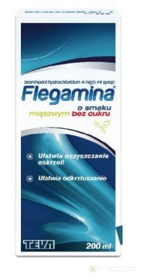 Flegamina o smaku miętowym, bez cukru, syrop 200 ml