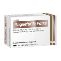 Magnefar B6 Forte tabl.powl. 0,1gjonówMg2+
